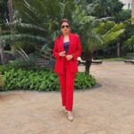 Bhagyashree Instagram - The power of Red ! Colors set the stage, uplift your mood and attract energies. Make sure you pick the right one. Makeup- @elvismakeupartist Hair- @farahkadkotra_hairmakeup Stylist- @roshni0819 Outfit - @shop.bythebay Jewellery - @anaqajewels Footwear - @pabishfootwears Location- @radissonblu #red #photoshoot #powerdressing