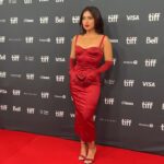Bhumi Pednekar Instagram - Red’s my lucky colour. Swipe on to hear the audience laugh so loud, that it made me cry so loud 😛 Outfit: @dolcegabbana Shoes: @dolcegabbana Makeup: @maccosmeticscanada, @maccosmeticsindia Hair: @connorlangehair @balajimotionpictures @akfcnetwork #ThankYouForComingAtTIFF #TYFCAtTIFF TIFF Production: @Mediaworkss TIFF BTS (Photography & Video): @amritaroraphotography Styled by: @manishamelwani @devanshi.15 @abhilashatd Styling Team: @sim.ran_awayy @junni.khyriem @iambidipto_ @gypsy.girl.world @kasliwalriddhi @bhavnaaaaa.r @swityshinde @juhi.melwani @shubhangi.upadhyay2