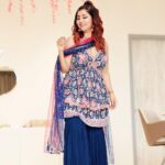Debina Bonnerjee Instagram - Ready, steady, pose 💙 . Outfitby: @seasonsmumbai Styledby: @stylebysugandhasood @teamsugandhasood Assistedby: @styleitupwithmicheala Jew: @rimayu07 . . #ganpatibappamorya