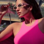 Elena Roxana Maria Fernandes Instagram - Shades of pink! . . 🕶️ @bonnieclyde @goodsagency 👗 @skims 📸 @guzal_photography #pink #shades #accessories #sunglasses #pinkaesthetic #uae #bollywoodactor #naturalbeauty #nomakeupmakeup #beauty #love #glam #glow #fashion #style #slay