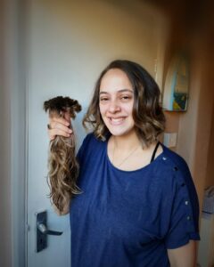 Hazel Keech Instagram - I always noticed new mums cut their hair short and i never understood why. I later learned about postpartum hairfall, which must suck when you’re adjusting to a new reality of tiny humans who, like a motion sensor, cry or poop the moment you step into the bathroom. 

I had decided when cut my hair short again id like to donate my hair to be made into wigs for people going through cancer treatments. My husband shared what it feels like to watch all his hair, eye lashes and eyebrows fall out while he was getting chemotherapy and how it really affects your self esteem. 

Im currently in UK and found The Little Princess Trust who take hair donations and turn them into wig for children going through hairloss as a result of chemotherapy. I wanted to share with you all this charity since I wasnt aware such things were done the first time i cut my hair short. Imagine all that long, beautiful we see on the salon fall can actually used to make someones life a little bit better. 

Thanks @officiallittleprincesstrust for accepting my hair donation 

(Ps this is not a paid promotion, i dont know this charity and have no affiliation with them, i just googled “hair donation for wig” and found them) ❤️