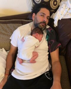 Hazel Keech Instagram - Happy first Fathers Day to you @yuvisofficial You’ve dreamt of this day since before we even met, now here you are, a burping, bottle feeding, nappy-changing, rocking-baby-to-sleep Papa with all the sleep deprivation and vomit that comes along with the giggles, smiles and joy. You’re a great hands-on dad and im proud of the effort you make, always trying your best xx

Happy Fathers Day to you too Granddad. I love that Orion gets to see so much of you while you’re patiently waiting for him to be big enough to throw around.

Happy fathers Day to you @yograjofficial Orion waiting to pull your beard and meet the Grandpa with the booming voice. Xxx