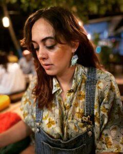 Hazel Keech Instagram - When i travel i love finding something special from place to always remind me of that trip! I love these earrings from @cocorootsjewelry in Goa. These handmade, gold plated earrings from mother of pearl are my nee favs
