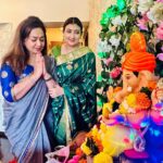Juhi Parmar Instagram - Sharing glimpses of one of the most special days of the year at our home with all of you. The house lights up with smiles, eyes with excitement as we welcome our Ganesh Ji at home along with close friends and family visiting us! Memories which we cherish as they are framed in our hearts forever! Ganpati Bappa Morya #friends #smile #festival #festivetime #ganesh #ganeshchaturthi #together #positivity