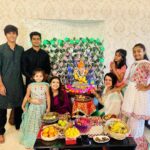 Juhi Parmar Instagram - Sharing glimpses of one of the most special days of the year at our home with all of you. The house lights up with smiles, eyes with excitement as we welcome our Ganesh Ji at home along with close friends and family visiting us! Memories which we cherish as they are framed in our hearts forever! Ganpati Bappa Morya #friends #smile #festival #festivetime #ganesh #ganeshchaturthi #together #positivity