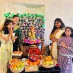 Juhi Parmar Instagram - Sharing glimpses of one of the most special days of the year at our home with all of you. The house lights up with smiles, eyes with excitement as we welcome our Ganesh Ji at home along with close friends and family visiting us! Memories which we cherish as they are framed in our hearts forever! Ganpati Bappa Morya #friends #smile #festival #festivetime #ganesh #ganeshchaturthi #together #positivity