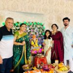 Juhi Parmar Instagram - Sharing glimpses of one of the most special days of the year at our home with all of you. The house lights up with smiles, eyes with excitement as we welcome our Ganesh Ji at home along with close friends and family visiting us! Memories which we cherish as they are framed in our hearts forever! Ganpati Bappa Morya #friends #smile #festival #festivetime #ganesh #ganeshchaturthi #together #positivity