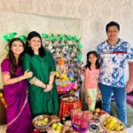 Juhi Parmar Instagram - Sharing glimpses of one of the most special days of the year at our home with all of you. The house lights up with smiles, eyes with excitement as we welcome our Ganesh Ji at home along with close friends and family visiting us! Memories which we cherish as they are framed in our hearts forever! Ganpati Bappa Morya #friends #smile #festival #festivetime #ganesh #ganeshchaturthi #together #positivity