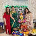 Juhi Parmar Instagram - Sharing glimpses of one of the most special days of the year at our home with all of you. The house lights up with smiles, eyes with excitement as we welcome our Ganesh Ji at home along with close friends and family visiting us! Memories which we cherish as they are framed in our hearts forever! Ganpati Bappa Morya #friends #smile #festival #festivetime #ganesh #ganeshchaturthi #together #positivity