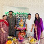 Juhi Parmar Instagram - Sharing glimpses of one of the most special days of the year at our home with all of you. The house lights up with smiles, eyes with excitement as we welcome our Ganesh Ji at home along with close friends and family visiting us! Memories which we cherish as they are framed in our hearts forever! Ganpati Bappa Morya #friends #smile #festival #festivetime #ganesh #ganeshchaturthi #together #positivity