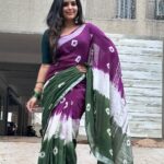 Kanmani Manoharan Instagram - #kanmanimanoharan✨ Wearing @lotus__collections hand block cotton linen saree. Soft and light weight. Best cool comfortable work wear. Do check @lotus__collections for more colours.