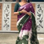 Kanmani Manoharan Instagram - #kanmanimanoharan✨ Wearing @lotus__collections hand block cotton linen saree. Soft and light weight. Best cool comfortable work wear. Do check @lotus__collections for more colours.
