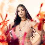 Masoom Shankar Instagram - “THE PRINT COLLECTION” by @studio149 with this super fun look on @masoomshankarofficial An easy breezy peach printed parallel palazzo paired with an embellished crop with pearls and crystals, this ensemble is a stand out beauty. Shot by- @parvathamsuhasphotography Hair and Make up-@salomirdiamond Jewellery- @thegarnet.in Outfit & Styling- @studio149 #studio149 #embroidery #embroiderylove #weddingwear #weddingfashion #weddingaesthetic #aesthetic
