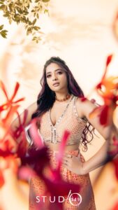 Masoom Shankar Instagram - “THE PRINT COLLECTION” by @studio149 with this super fun look on @masoomshankarofficial

An easy breezy peach printed parallel palazzo paired with an embellished crop with pearls and crystals, this ensemble is a stand out beauty.

Shot by- @parvathamsuhasphotography 
Hair and Make up-@salomirdiamond 
Jewellery- @thegarnet.in 
Outfit & Styling- @studio149

#studio149 #embroidery #embroiderylove #weddingwear #weddingfashion #weddingaesthetic #aesthetic