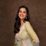 Meenakshi Chaudhary Instagram - Prayers and blessings and all things nice ✨💫🙏🏽🥰 Styled by - @riechamallick Outfit by - @shopmulmul Jewellery by - @karnikajewelshyd Clicked by - @pranav.foto Make up by - @nehabagga21 Hair by- @chinnisrinu_stylist
