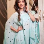 Mouli Ganguly Instagram - May you have a blue-tiful day ! . . Outfit @yuktaadesignerstudio Hair and makeup @priya_sureka