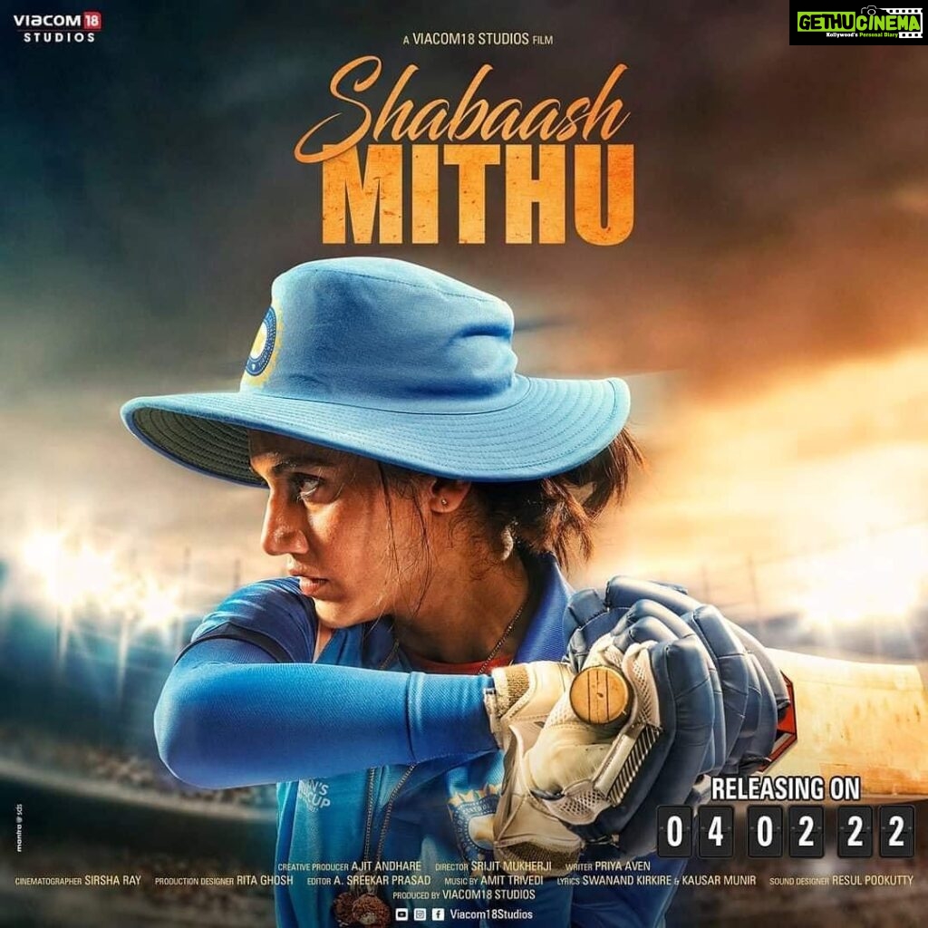 Mumtaz Sorcar Instagram - Today on our pride @mithaliraj ‘s birthday, it gives us great pleasure, jitters and excitement to announce that our film “Shabaash Mithu” releases on 15/7/22 at theatres near you!! 😃🏏🎉 Get ready to be bowled over!! 🤟🏻😉 @mithaliraj @taapsee @viacom18 @viacom18studios @srijitmukherji @ajit_andhare @priyaaven @colosceum_official #shabaashmithu #womaninblue