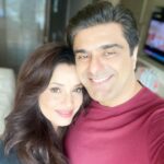 Neelam Kothari Instagram - Always fun being back on a set and that too with my husband 😍 @samirsoni123 .. Oh and I like you clean shaven by the way 😜