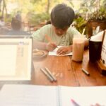 Neeraja Kona Instagram - Fullll love happened off on this one today! Just an appreciation post of my kutti fellow! He came with mommy to the cafe today…. I had coffee and he had a milkshake….I worked on my script and he did his homework and played on his iPad :) Just 🤗❤️ Autumn Leaf Café