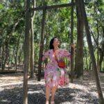 Neetha Ashok Instagram - Happy weekend y’all ❤️ Pc: my unpaid photographer @satishmesta ❤️ Dress: Bombay Paisley Bag: Zara Watch: Ulysse Nardin Footwear: Crocs (Holiday, vacation, Ubud, tropical, nature, greenery, sunburn)