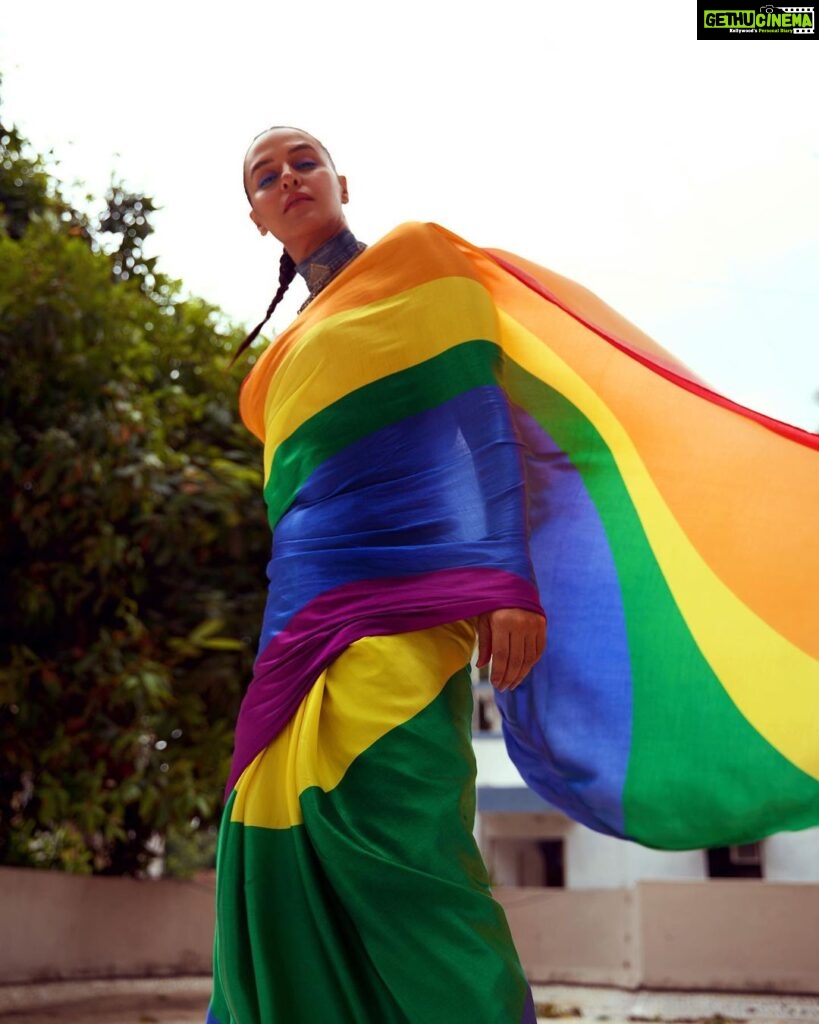 Neha Dhupia Instagram - Rainbows 🌈 everywhere … . . . . . . . . @suta_bombay 👗 @ayeshakhanna20 thank you for the styling @mitavaswani thank you for the make up @hmua_soniyamodi thank you for the hair @kapilcharaniya thank you for the 📸 @whimsicalfantasy thank you for the thoughts