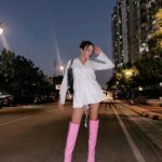 Nitibha Kaul Instagram - The pink boots had to have a moment Shirt @qua.clothing Boots @hm Bag @dior Earrings @maisonvalentino #OOTN #PinkBoots #WhatIWore #NKStyles