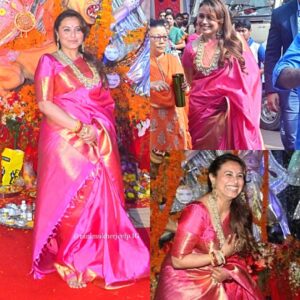Rani Mukerji Instagram - Who remembers Durga Puja 2016 ✨? Can’t believe that was three years ago almost! I remember how insanely happy I was, so much press and photos of Rani that day! She looked so beautiful in that pink saree 😍🥰. Who agrees?!