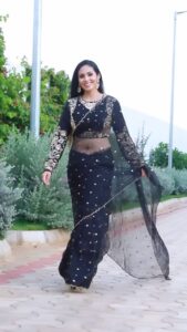 Sadha Instagram - 🖤🖤🖤

Saree by @olivesbysashi.in 
Accessories by @kushalsfashionjewellery 
Styled by @harinireddym 
PC @gkkarthikgubbala @trendloud 

#indian #saree #sadaa