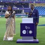 Sastika Rajendran Instagram – It feels so surreal to stand beside these legends of cricket that I always forget to click pictures 🥲

But I am glad, some of you are watching the game and are kind enough to send me this 💕
நன்றி! 

#Blessed #ILT20 #DpWorldILT20 #Dubai 
#ThankYou
