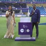 Sastika Rajendran Instagram – It feels so surreal to stand beside these legends of cricket that I always forget to click pictures 🥲

But I am glad, some of you are watching the game and are kind enough to send me this 💕
நன்றி! 

#Blessed #ILT20 #DpWorldILT20 #Dubai 
#ThankYou