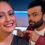 Sastika Rajendran Instagram - “First Live” on @starsportstamil 🤩 with my saviour @vishnowarrier 🌟 Had so much fun hosting it with @iamslackie screaming in my ear 😂 and @that_sensitive_kid screaming far away 🤩😅 #VaaModhiPaaru #PKL #prokabaddi Star India