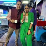 Sastika Rajendran Instagram - Last working day of #IPL2023 and I made a good friend ☺️☺️☺️ @gavaskarsunilofficial the most cutest and humble legend you can ever meet 💕 #photobombed by the legend himself ❤️ #BetterTogether #IPLonStar #SunilGavaskar #LittleMaster