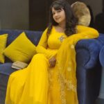 Shubha Poonja Instagram - Pressmeet #3devithefilm Make up and hair by @lakshmimakeover6363 Its mango 🥭 season and I'm in allmango colors