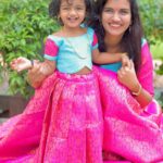 Sridevi Ashok Instagram - May the divine blessings of Durga Ma bring happiness and success to your life. May this auspicious festival bring light, happiness, and prosperity into your life. Happy Vijayadashami 🫶❤️🙏 Mom & Daughter combo dress : @io__fashion Photo : @ashok_chintala