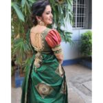 Srithika Instagram – Elegance is when the inside is as beautiful as the outside❤️
.
Costume @w2m_boutique 
Saree draping @sajr.6881
.
#attire #comfort #comfy #beautiful #colour #green #orange #traditional #traditionalwear #dolledup