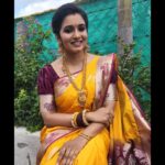 Srithika Instagram - “Some painters transform the sun into a yellow spot, others transform a yellow spot into the sun.” – Pablo Picasso . Saree @w2m_boutique Earring @kabijewellery . #yellow #yellowsaree #aaokkatiadakku #telugu #serial #shoot #hyderabad Hyderabad