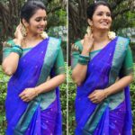 Srithika Instagram - Nothing makes a woman looks more beautiful like a saree does💙💙💙 . Saree @theuseeshop . #saree #sareelove #blue #beautifulcolor #lovely #posing #shoot #photos
