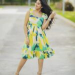 Supritha Instagram - L A I L A 💛 . . DM FOR DETAILS❤ INFRAME:@_supritha_9 SHOT BY: @they_call_me_keshu . . #abhikhya#designer#designerwear#indowestern#longfrocks#casualoutfit #fashionstyle #fashion #women#dress#hyderabad#lemonyellow#boutiqueshopping #boutique#floraldress#neveroutofstyle😎