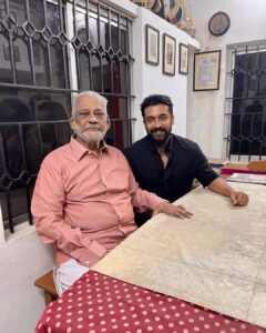 Suriya Instagram - Was thrilled to visit my mentor Prof. Dr. M. Robert, HOD of Commerce Department (1995 batch), Loyola College and take his blessings! Thank you for your prayer sir! #loyola #loyolite #mentor #blessings #loyolaalumni @loyolaalumniassociation