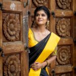 Swagatha S Krishnan Instagram - This was such a memorable shoot for many reasons. Firstly for the wonderful @milarajmakeup s talent, for keeping my skin tone intact and giving me my favourite kind of flawless makeup. This gorgeous saree in black and yellow from @kanchi_divine_collection , the wonderful @saransphotography on the camera , Mallipoo in malaysia from @sanas_garden and @raj_kumar_8211 for the impeccable hospitality and welcome ! Cant thank you guys for making me so comfortable throughout the shoot . Cant wait to be back in malaysia to see you all ♥️