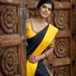 Swagatha S Krishnan Instagram - This was such a memorable shoot for many reasons. Firstly for the wonderful @milarajmakeup s talent, for keeping my skin tone intact and giving me my favourite kind of flawless makeup. This gorgeous saree in black and yellow from @kanchi_divine_collection , the wonderful @saransphotography on the camera , Mallipoo in malaysia from @sanas_garden and @raj_kumar_8211 for the impeccable hospitality and welcome ! Cant thank you guys for making me so comfortable throughout the shoot . Cant wait to be back in malaysia to see you all ♥️