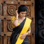 Swagatha S Krishnan Instagram - This was such a memorable shoot for many reasons. Firstly for the wonderful @milarajmakeup s talent, for keeping my skin tone intact and giving me my favourite kind of flawless makeup. This gorgeous saree in black and yellow from @kanchi_divine_collection , the wonderful @saransphotography on the camera , Mallipoo in malaysia from @sanas_garden and @raj_kumar_8211 for the impeccable hospitality and welcome ! Cant thank you guys for making me so comfortable throughout the shoot . Cant wait to be back in malaysia to see you all ♥️