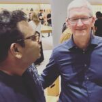 A. R. Rahman Instagram - What are we talking about ? Any guesses ? 🥸 @apple #timcook #applestoremumbai Jio World Center