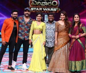 Aata Sandeep Instagram - BB Star War.
Don’t Miss to watch 
Aadivaaram with @starmaa parivaaram this Sunday at 11am only on your favourite channel Star Maa. 
Thanks for the designer orange jacket @contraditions 
@revanthofficial @sreemukhi 
#BiggBossTelugu #UltaPulta #Season7Telugu 
Thank you @play_media_creations