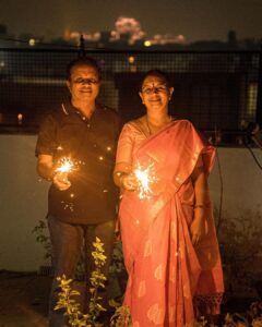 Abijeet Duddala Instagram - Happy Anniversary to the folks, and a Shubh Deepavali to you!! 🎇🪔