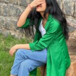 Aishu Instagram - Moo💅 #aishuads #brighteyesbabes #photooftheday #ootdfashion #ootd #greenaesthetic #nature #allsmiles