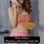 Aishwarya Sakhuja Instagram - BRB, busy crying on the fact that my bhai is not in the same city 🥲 . . Outfit from: @kasa_owl Designer: @lavinasippy . . #bhaidooj #brothersister #diwali2023 #diwali #happydiwali #expectations #reality #reelsinstagram #aishwaryasakhuja