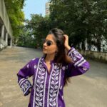 Anushka Sen Instagram - 💜🙏✨ . Wearing @houseofchikankari.in