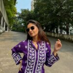 Anushka Sen Instagram - 💜🙏✨ . Wearing @houseofchikankari.in