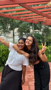 Chaitra Reddy Instagram - Only laughter around when @nakshathra_viswanathan is around ❤️😅🙈 full package of entertainment 💁🏻‍♀️
#candid #paithiyam